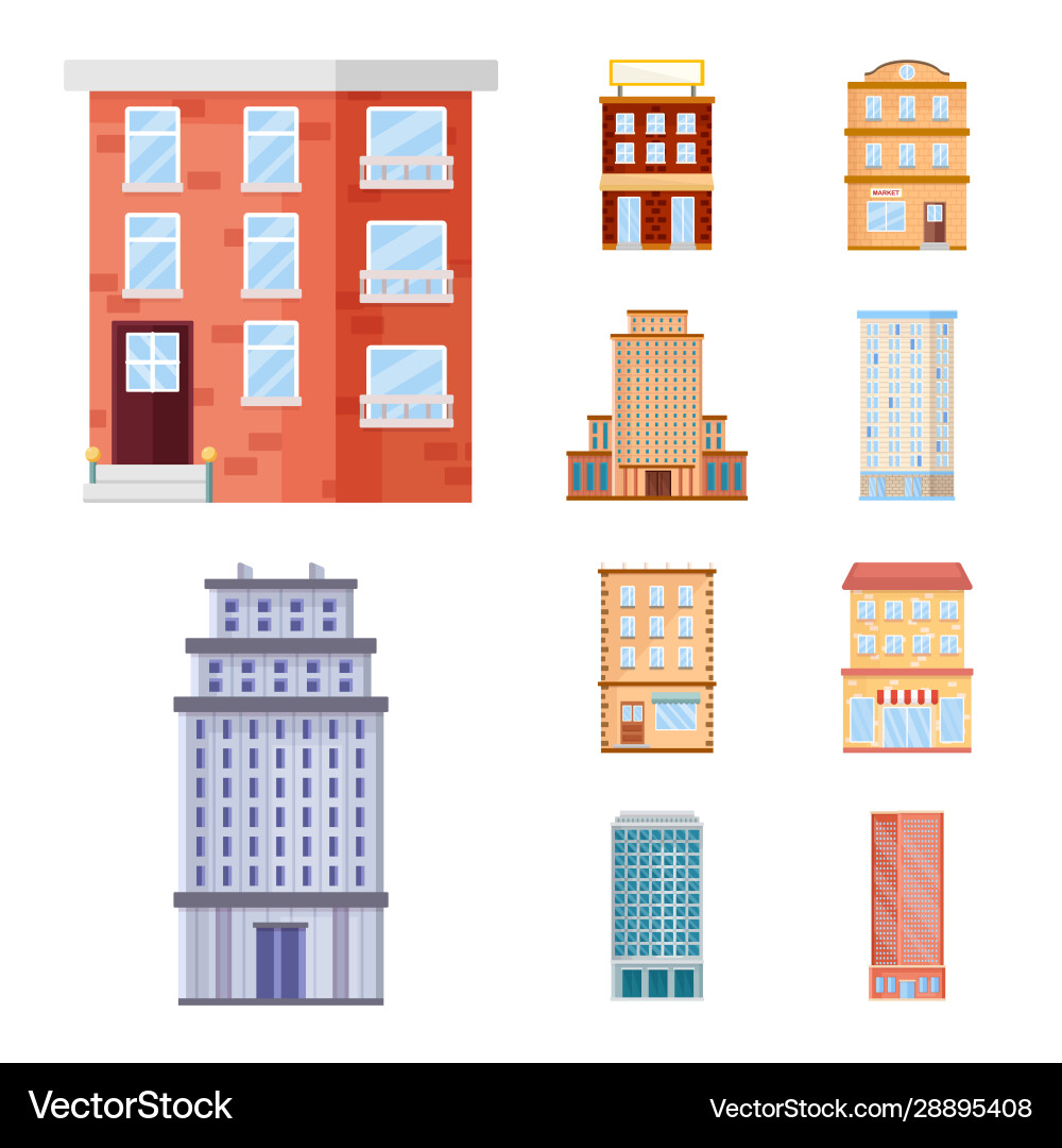 Isolated object facade and building symbol Isolated object facade and building symbol vector image