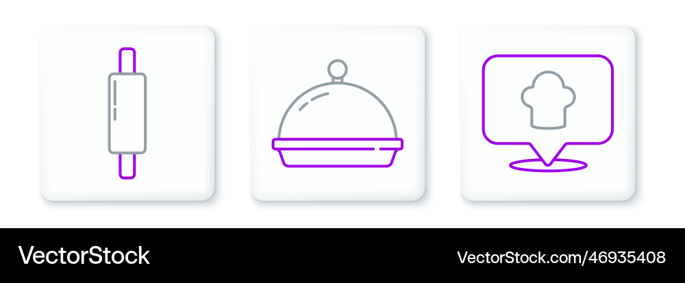 Set line chef hat with location rolling pin Vector Image