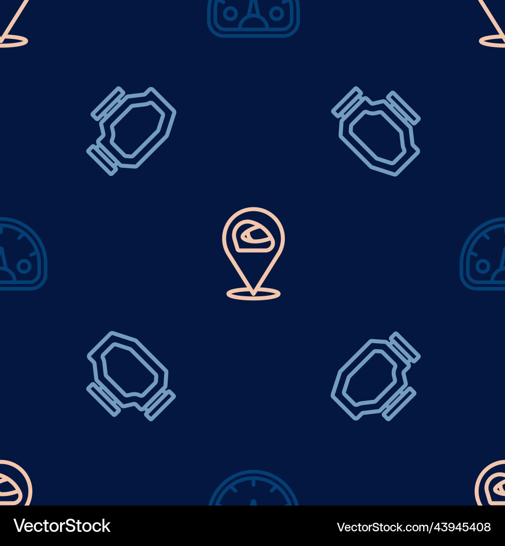 Set line speedometer check engine and racing Set line speedometer check engine and racing Vector Image