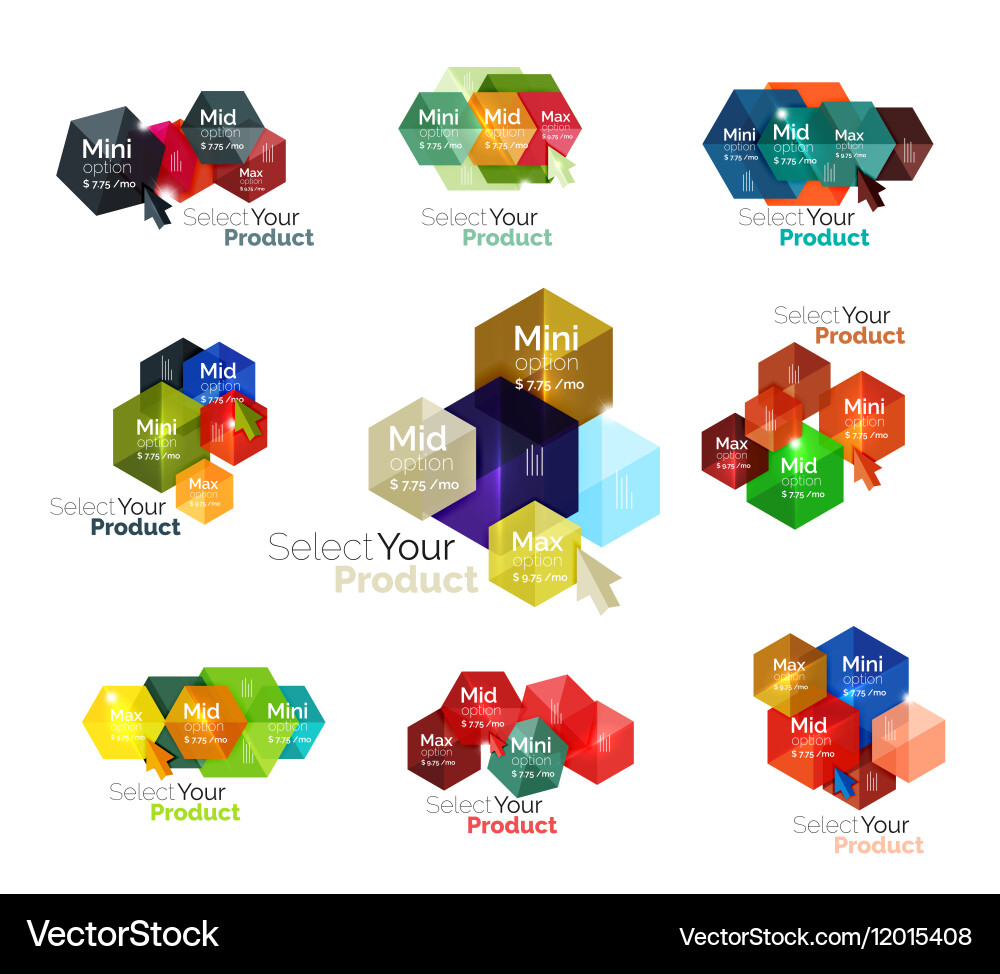Set of hexagon navigation option diagrams Vector Image