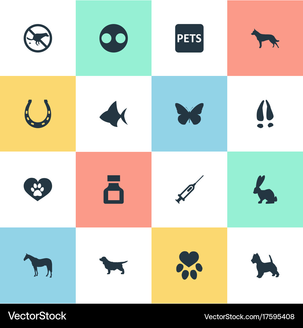 Set of simple zoo icons Vector Image