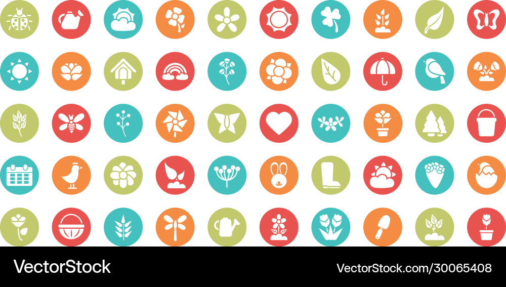 Set spring icons block and flat style icon Set spring icons block and flat style icon vector image