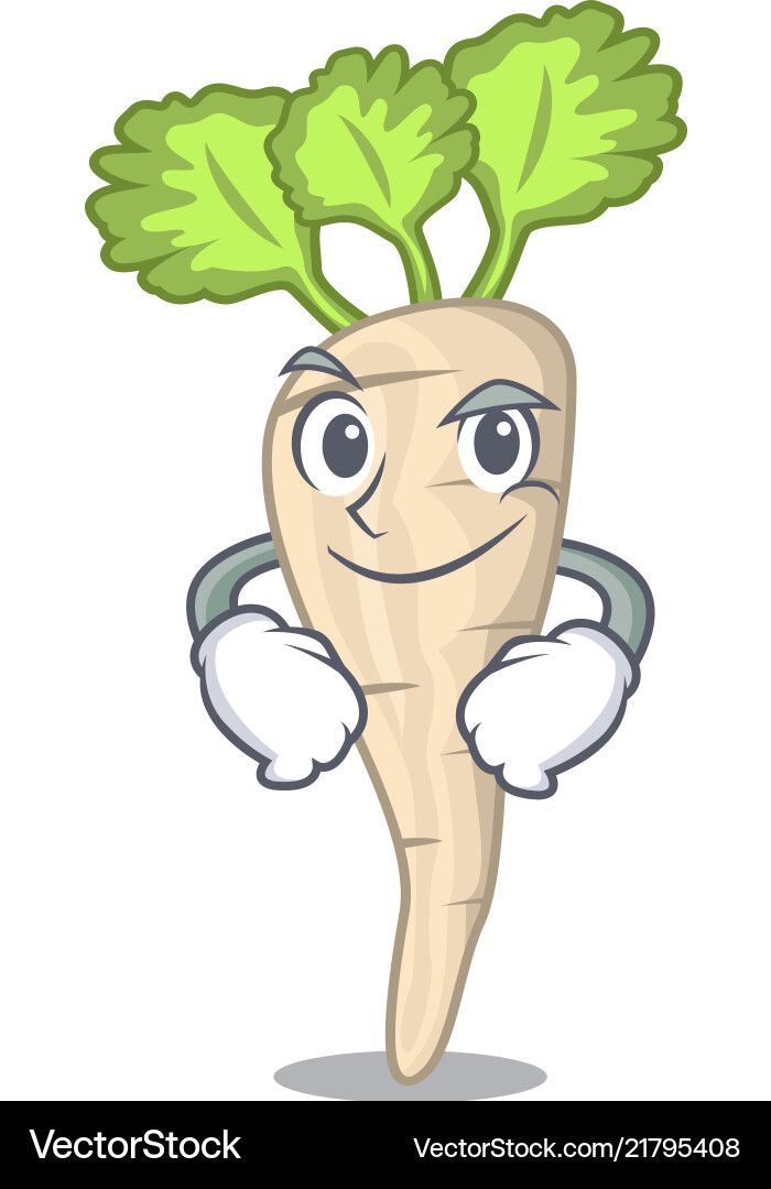 Smirking parsnip isolated on the cartoon style Vector Image
