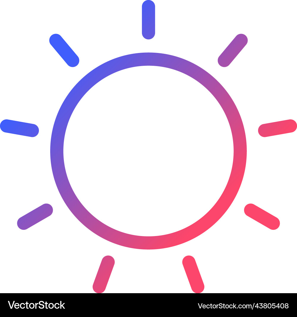 Sun pixel perfect gradient linear ui icon Vector Image