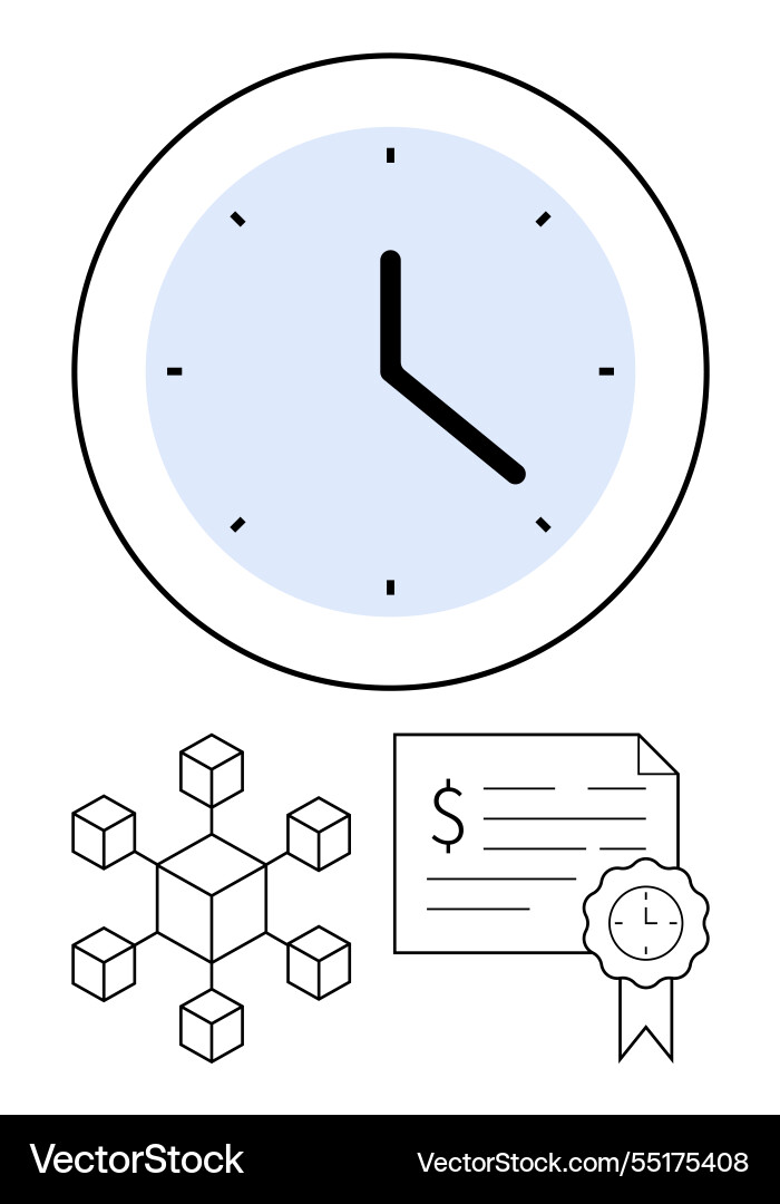 Time management and blockchain technology concept Time management and blockchain technology concept Vector Image