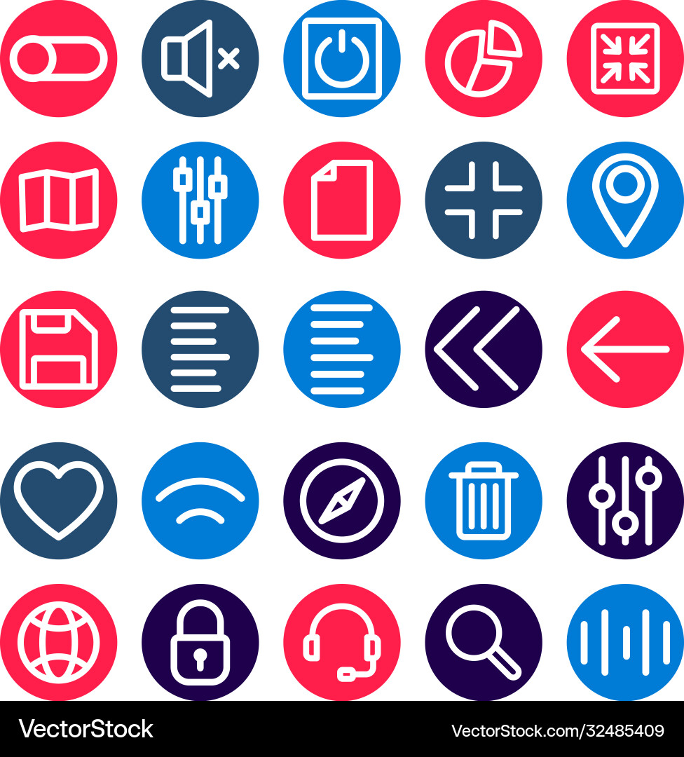 App user interface bold outline icons set Vector Image