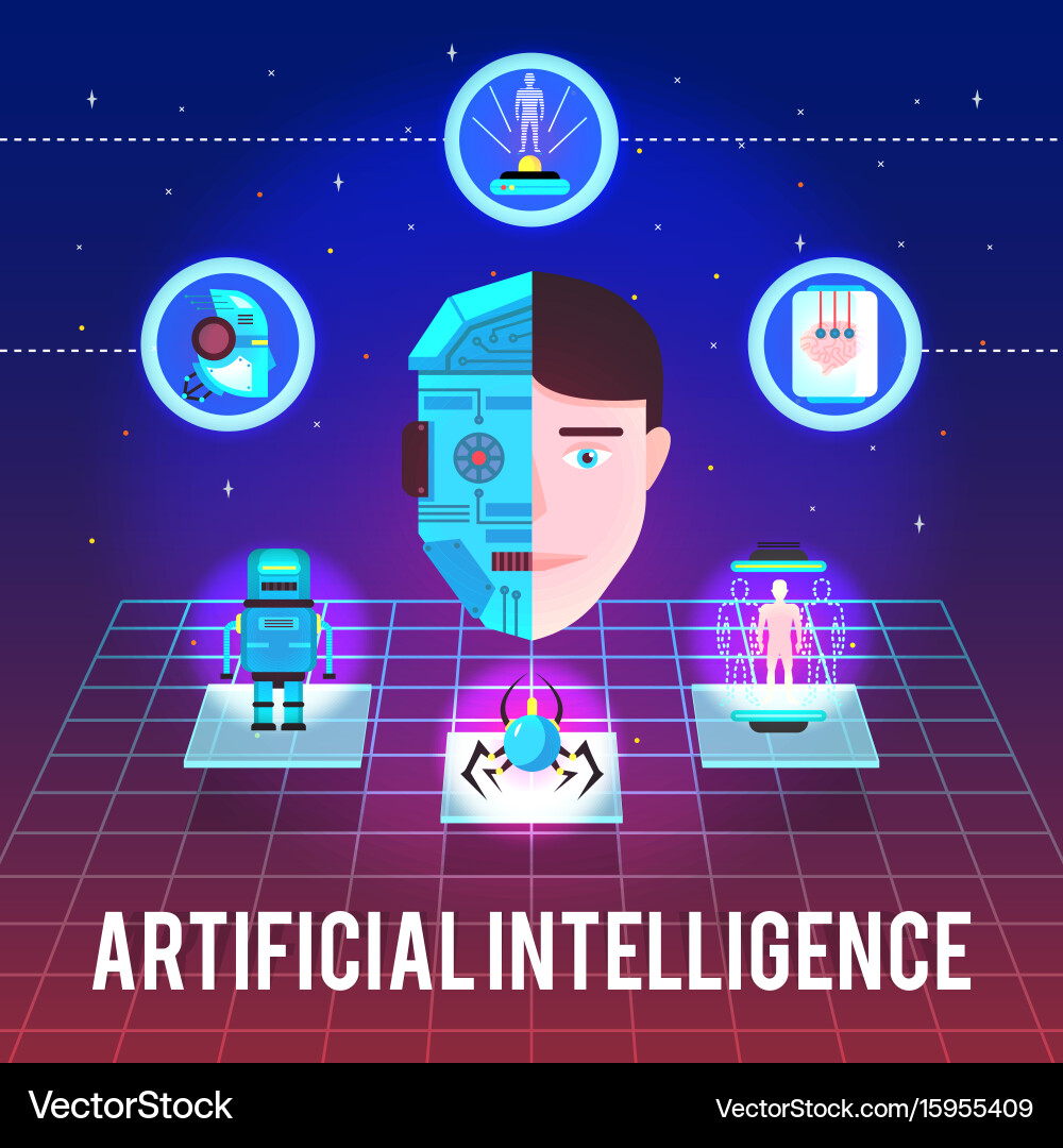 Artificial Intelligence Tech Background Vector Image