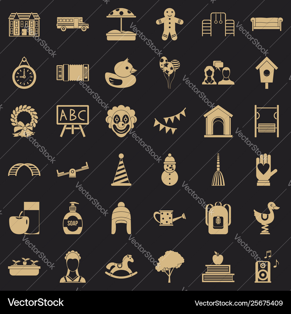 Children playground icons set simple style Children playground icons set simple style vector image