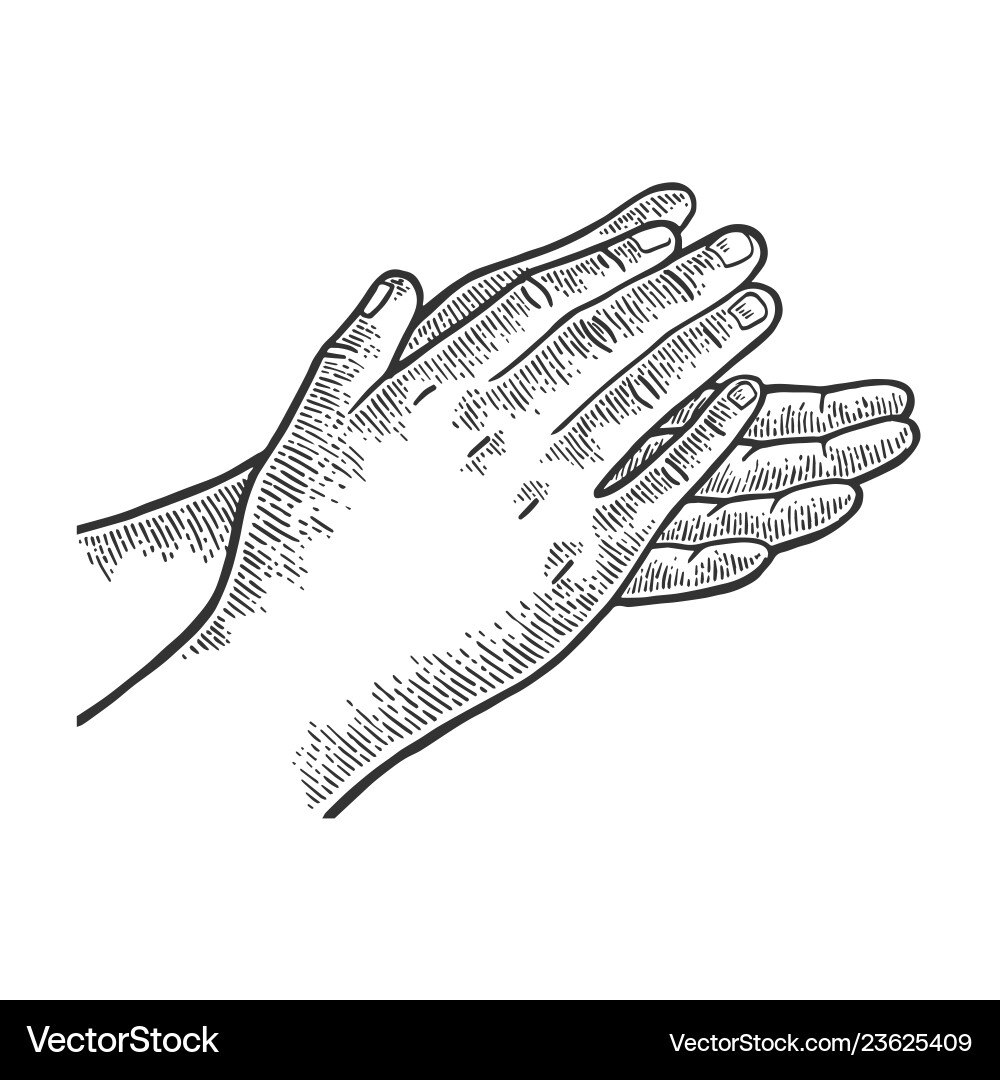 Clapping Hands - Scratch Board Style Vector Image