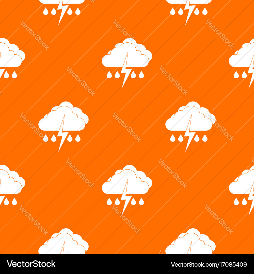 Cloud with lightning and rain pattern seamless vector image