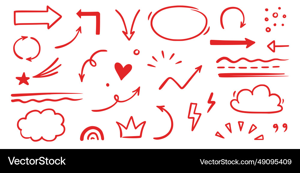 Hand drawn red line star sparkle emphasis Hand drawn red line star sparkle emphasis vector image