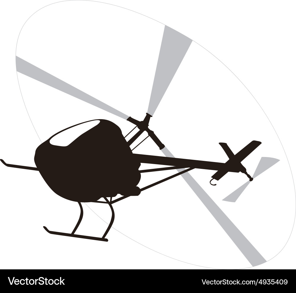 Helicopter Silhouette - Black Vector Image
