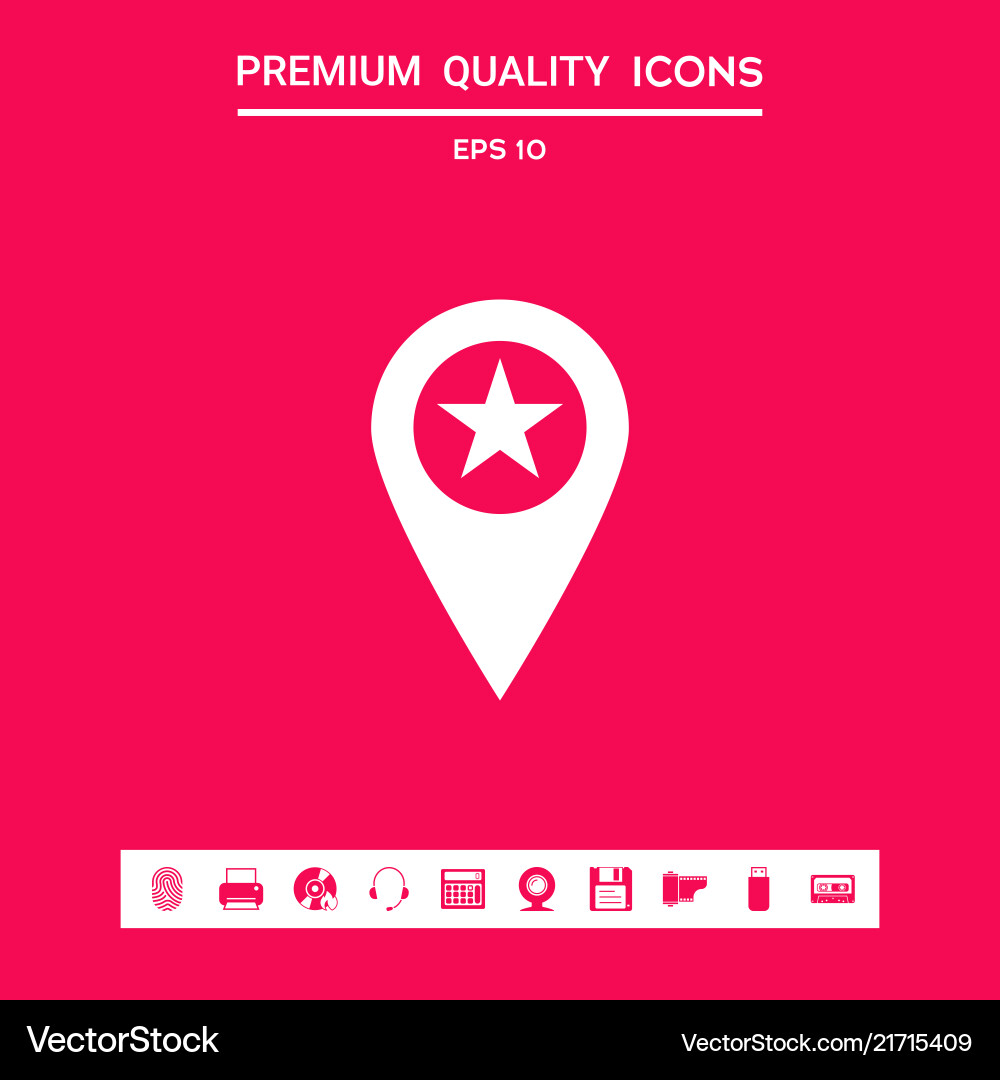 Map pointer with star graphic elements vector image