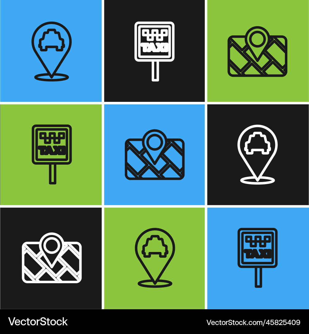 Set line location with taxi gps device map Vector Image