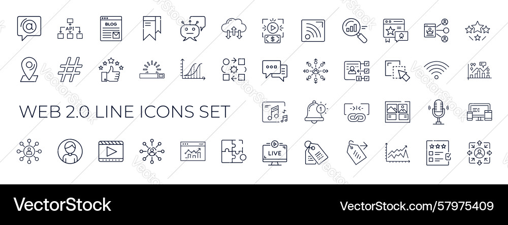 Web 20 set line icons generation idea file Vector Image