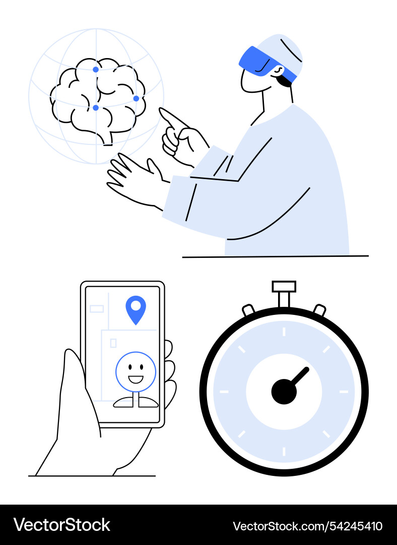 Advanced technologies ar headset ai brain Vector Image