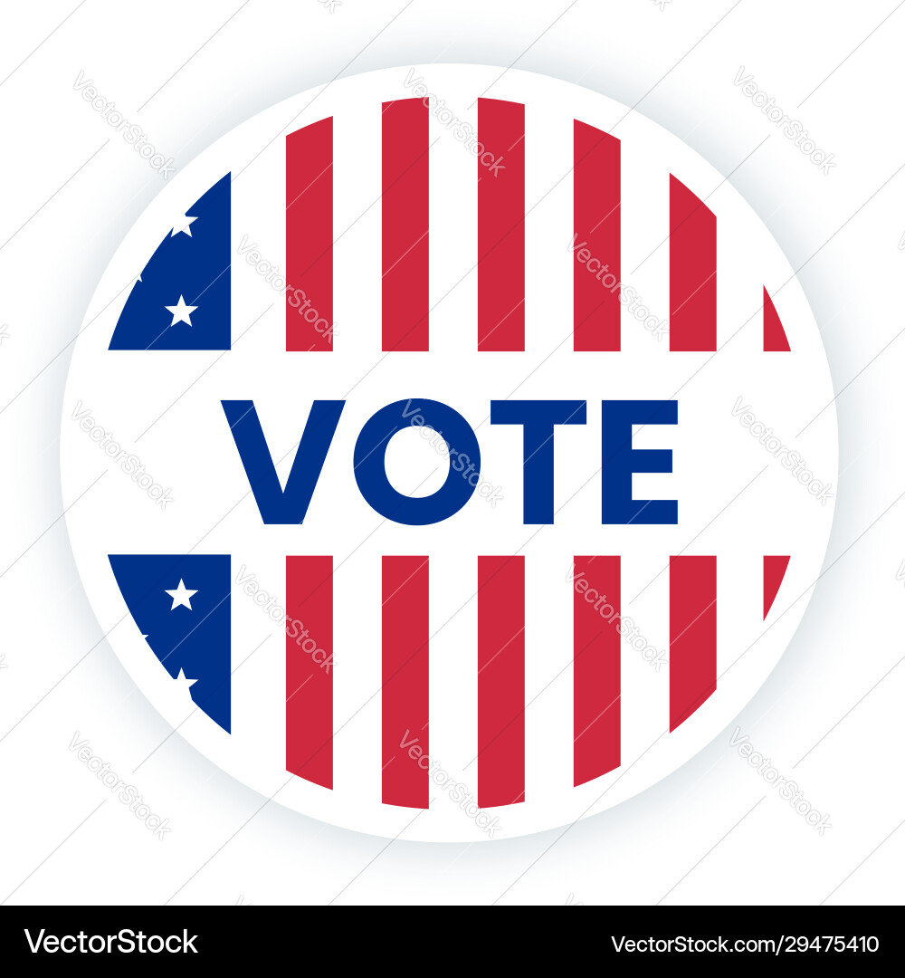 American vote sticker with usa flag and word American vote sticker with usa flag and word Vector Image