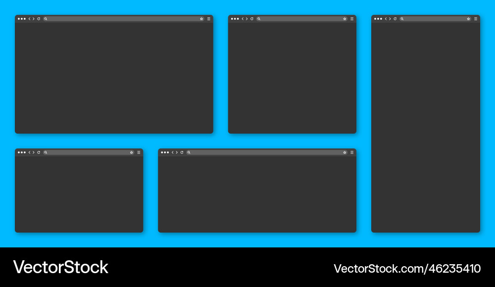 Blank web browser window with toolbar and search Vector Image