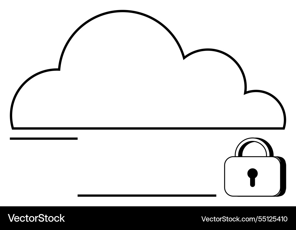 Cloud storage with security lock symbolizing data Vector Image