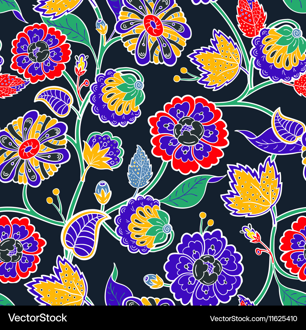 Colorful Paisley Floral Background Vector Image