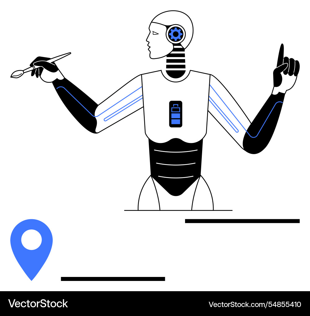 Futuristic robot performing multitasking Futuristic robot performing multitasking Vector Image