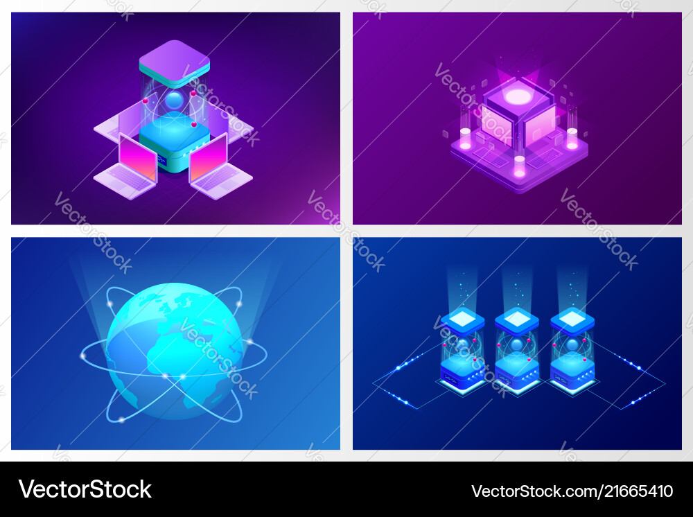 Isometric quantum computing or supercomputing Isometric quantum computing or supercomputing vector image