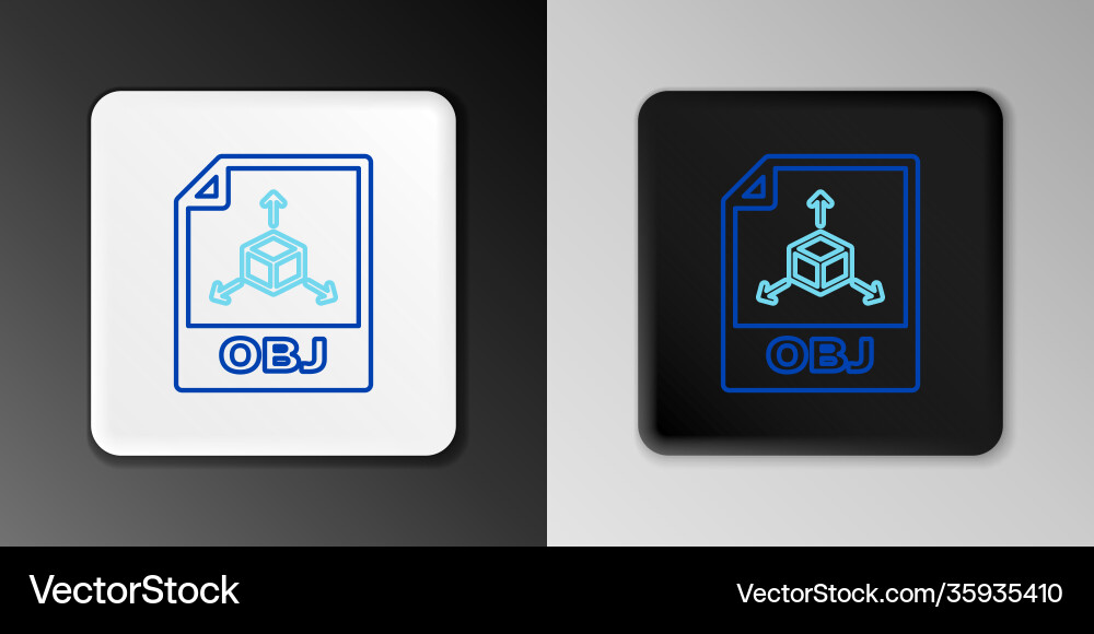 Line obj file document download button icon Line obj file document download button icon Vector Image