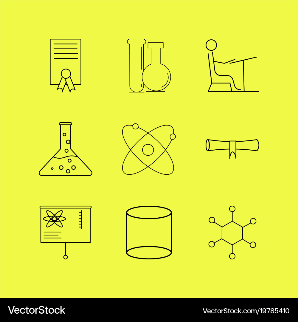 Science linear icon set simple outline icons vector image