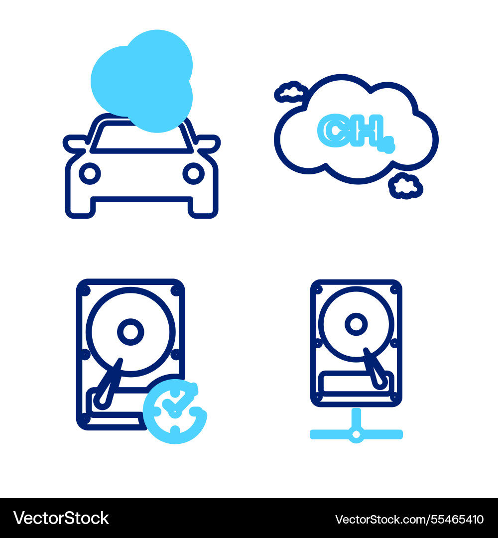 Set line hard disk drive on sharing network Vector Image