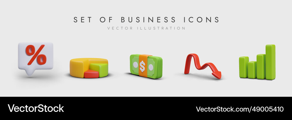 Set of different business icons in realistic style Set of different business icons in realistic style Vector Image