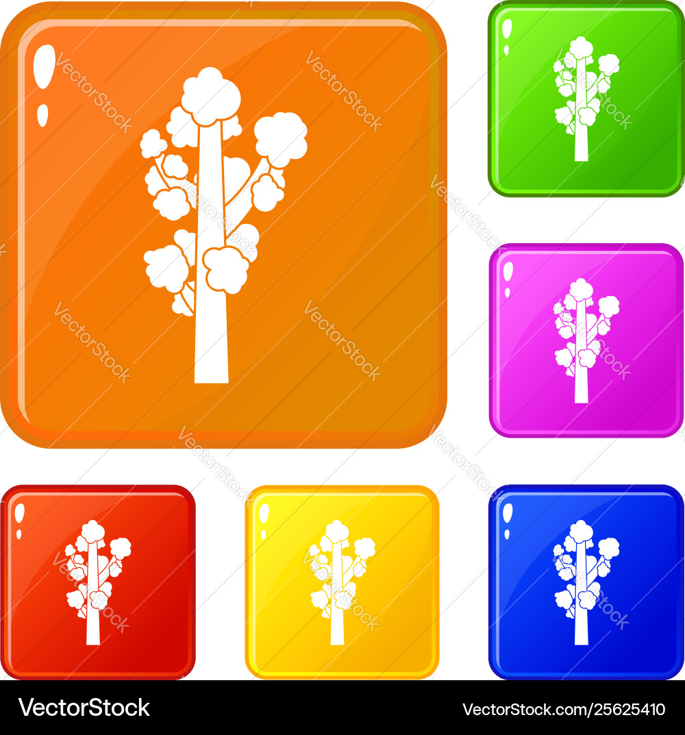 Tree icons set color Tree icons set color vector image
