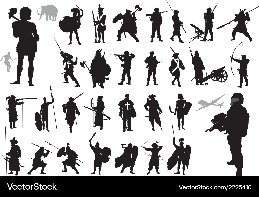 Warriors Silhouettes - Soldiers & Warriors vector image