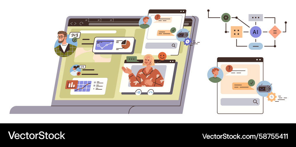 AI Collaboration & Workflow Vector Image