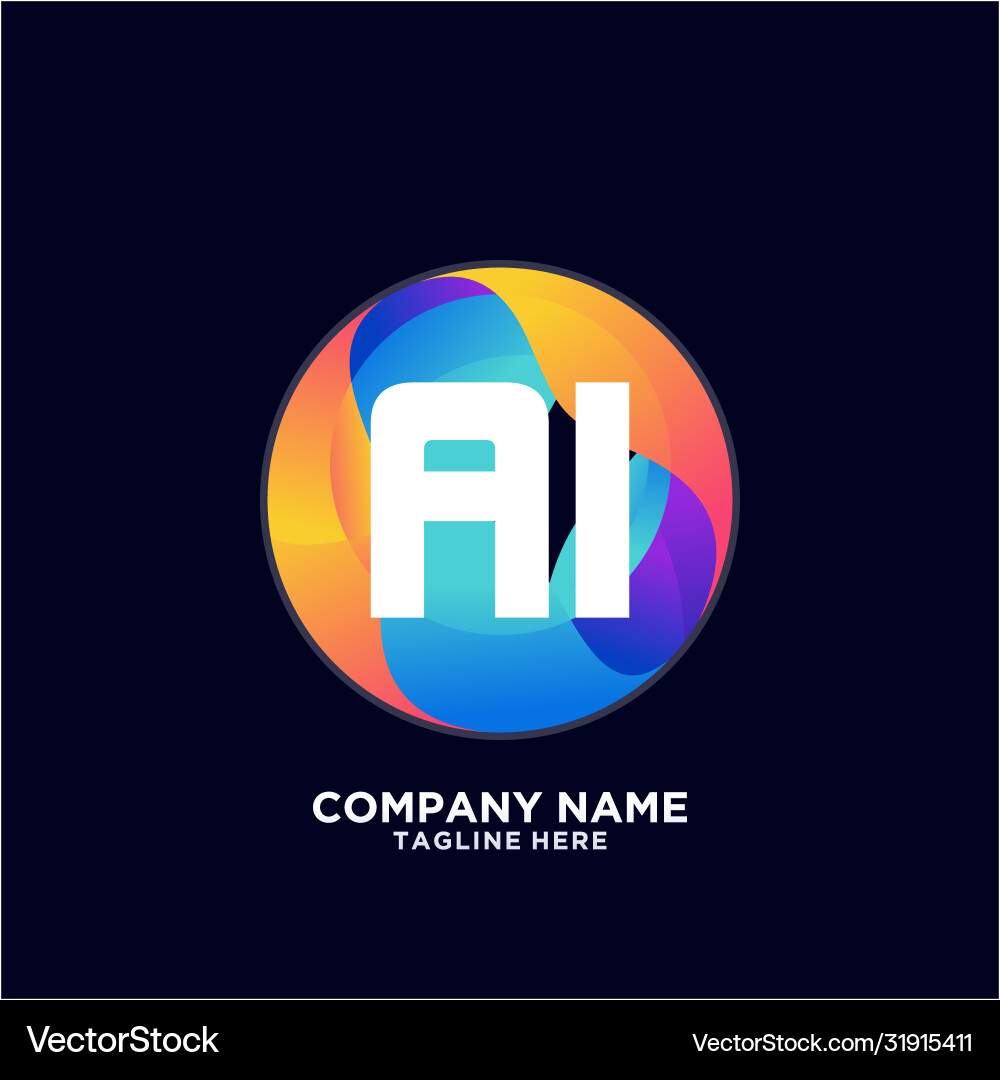 Ai initial logo with colorful circle template Ai initial logo with colorful circle template Vector Image