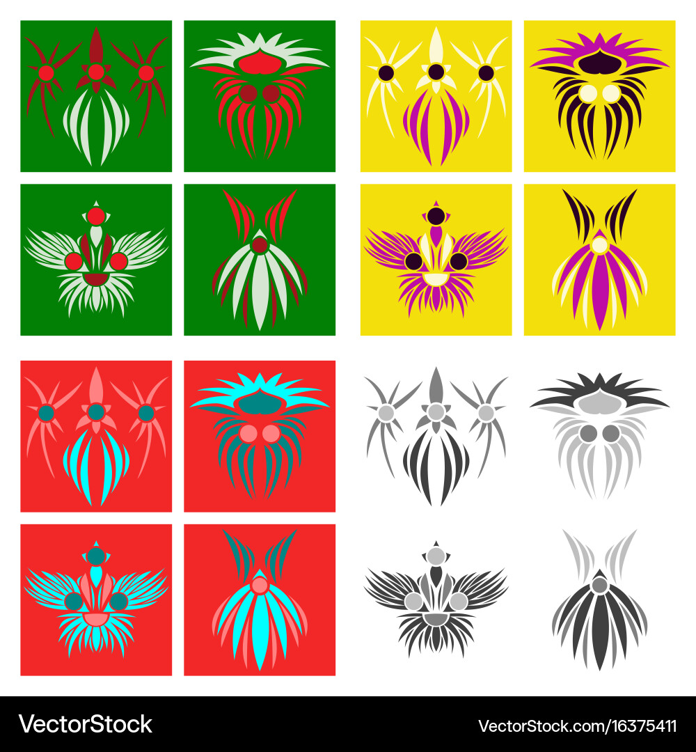 Assembly of patterns in oriental style vector image