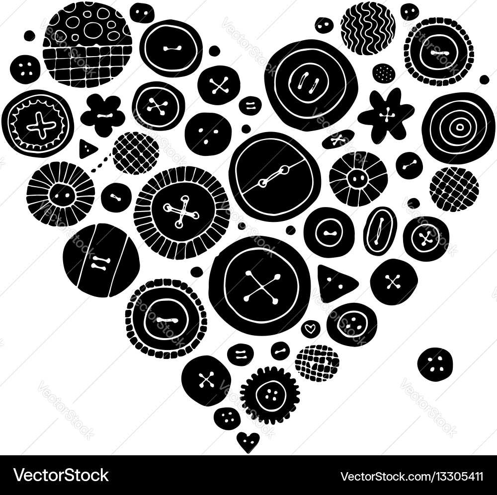 Buttons collection heart shape sketch for your vector image