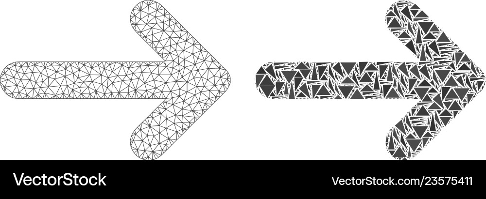 Polygonal network mesh right arrow and mosaic icon Polygonal network mesh right arrow and mosaic icon vector image