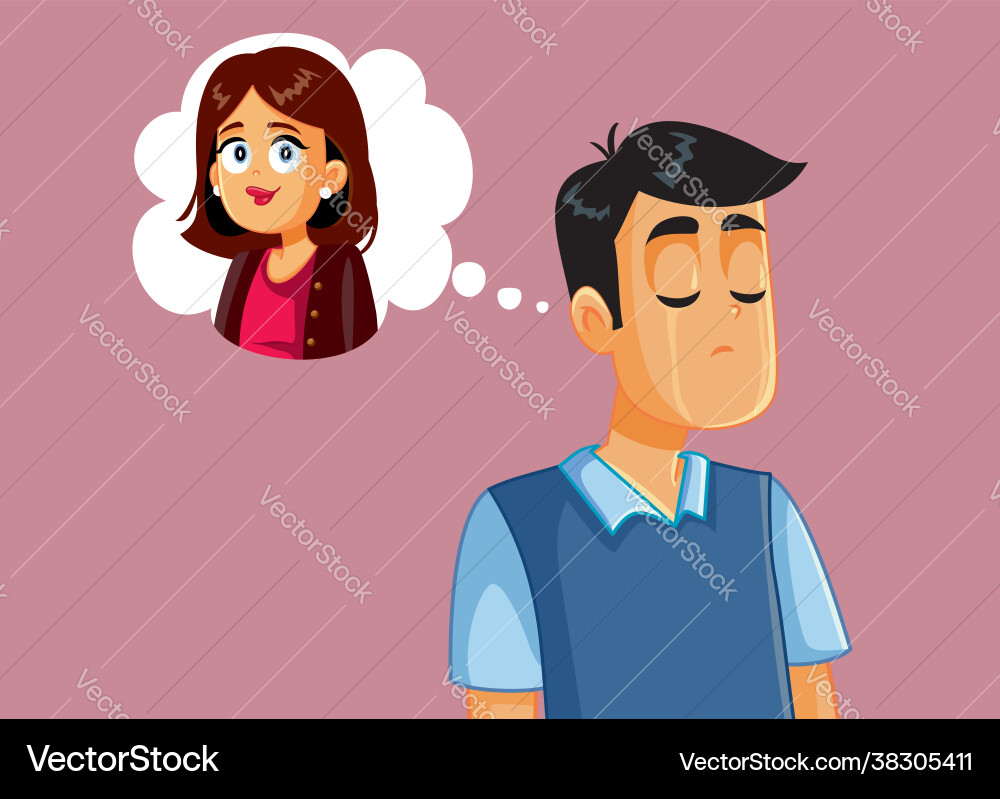 Sad crying man thinking his love crush Sad crying man thinking his love crush vector image