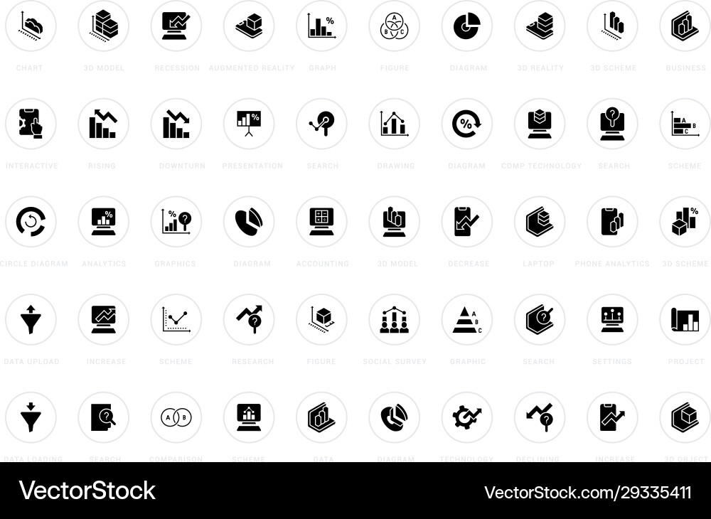 Set simple icons web analytics vector image