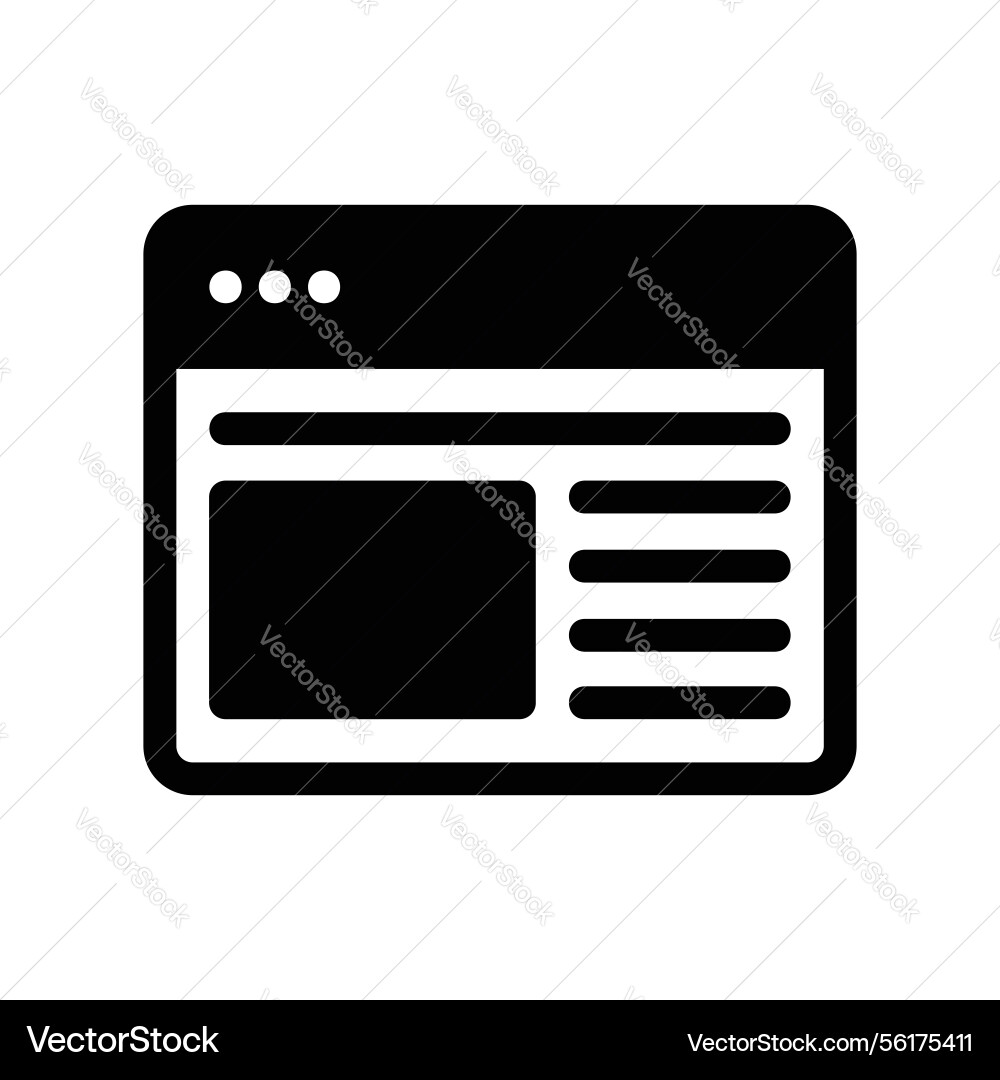 Simple web browser window showing basic page vector image