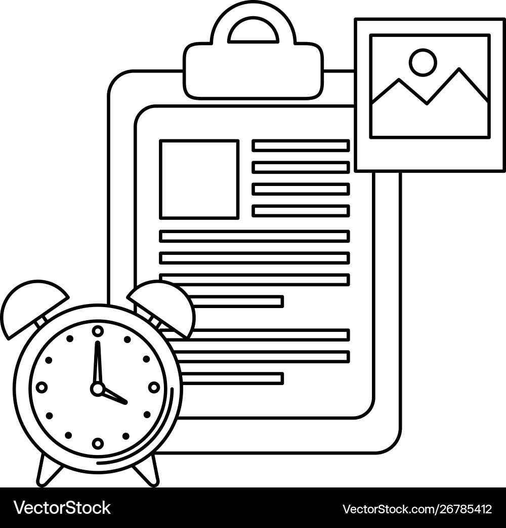 Alarm clock with checklist icon Alarm clock with checklist icon Vector Image