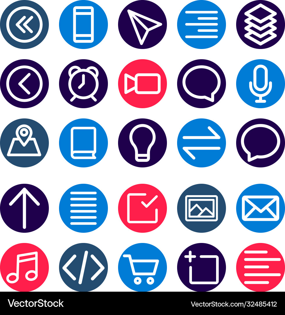 App user interface bold outline icons set Vector Image