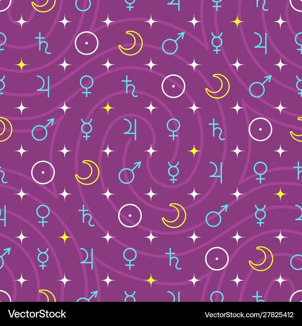 Astrological seamless pattern with planets symbols Vector Image