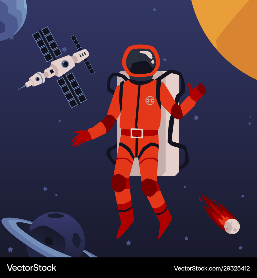 Astronaut in outer space on spaceship background Astronaut in outer space on spaceship background Vector Image