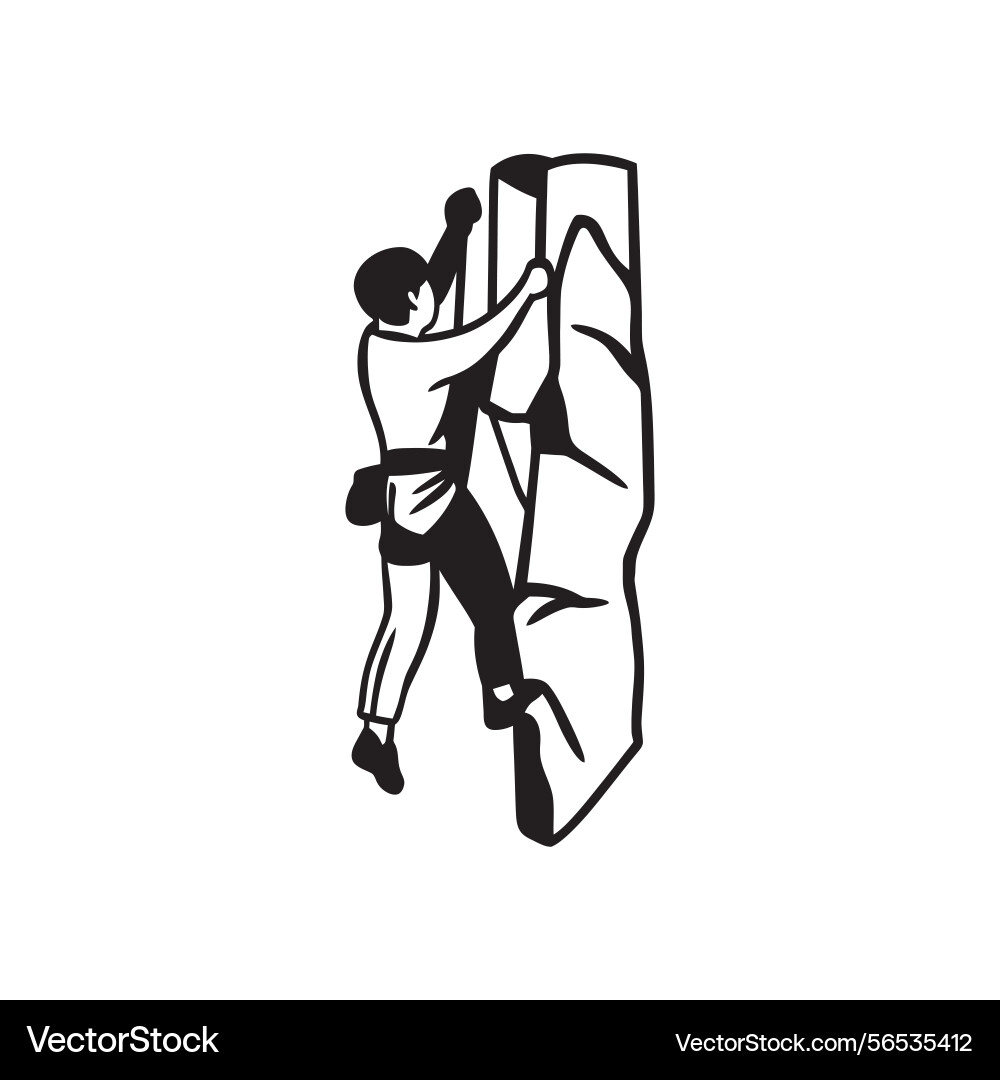 Black climbing silhouette on artificial rock wall Vector Image