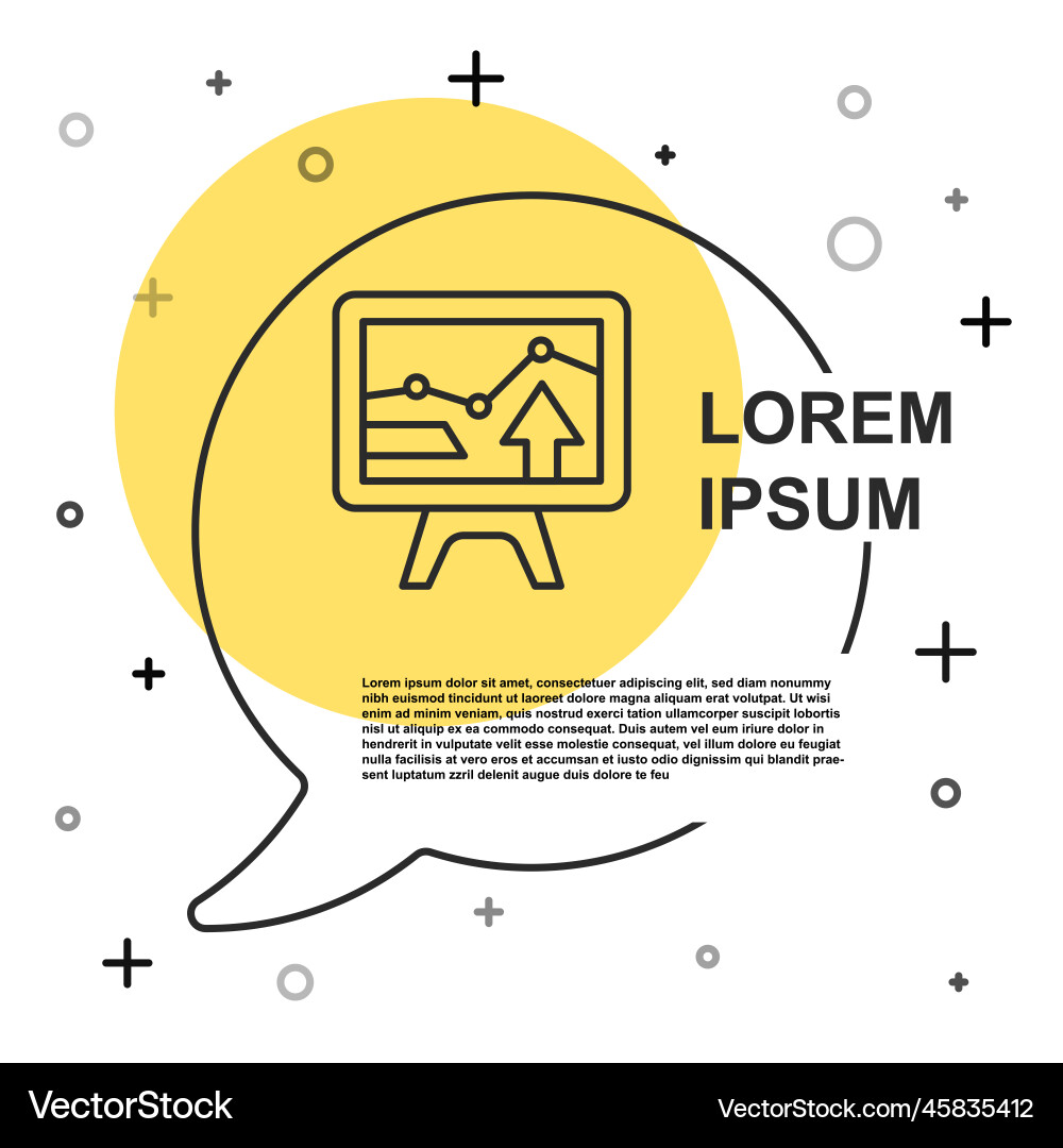 Black line computer monitor with graph chart icon Vector Image