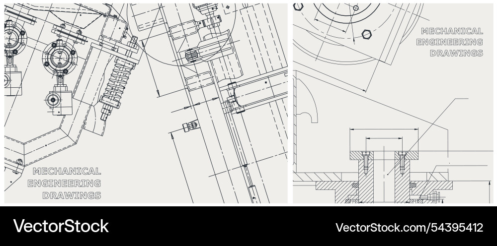 Blueprint set engine line drawing Blueprint set engine line drawing vector image