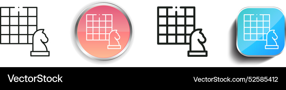 Chess game icon thin linear regular and button vector image