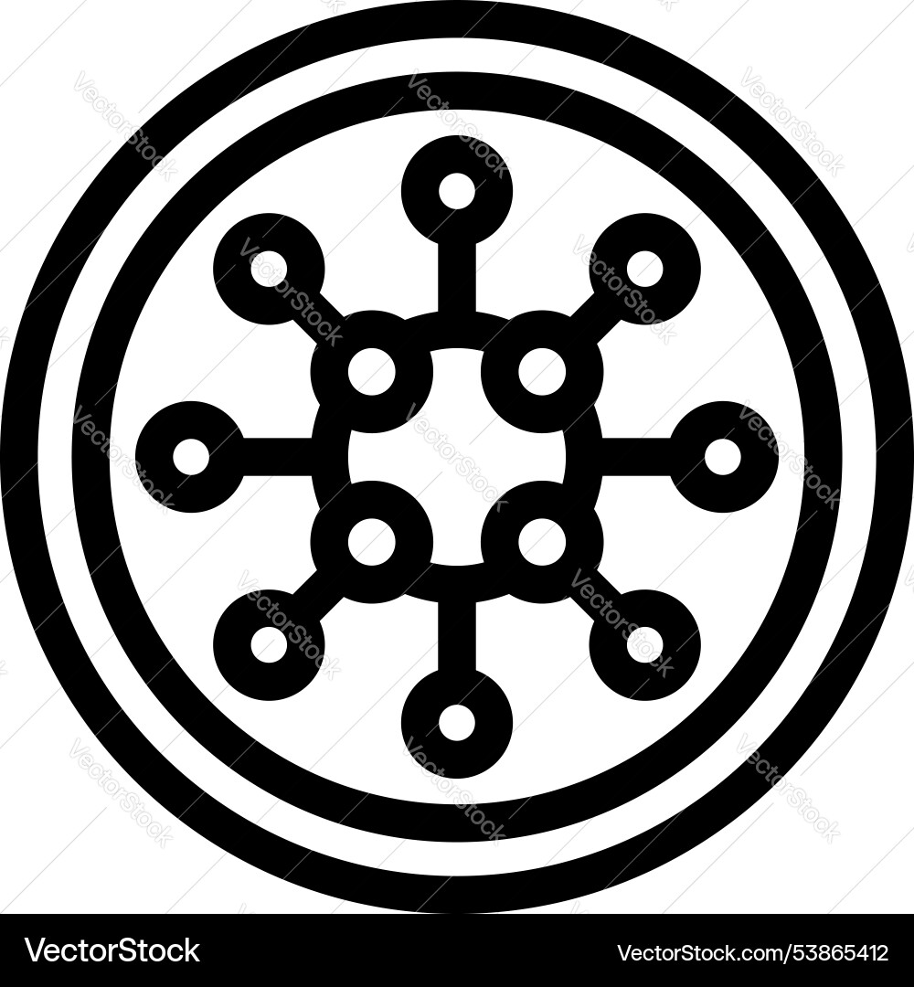 Circular network hub connecting nodes with lines Vector Image