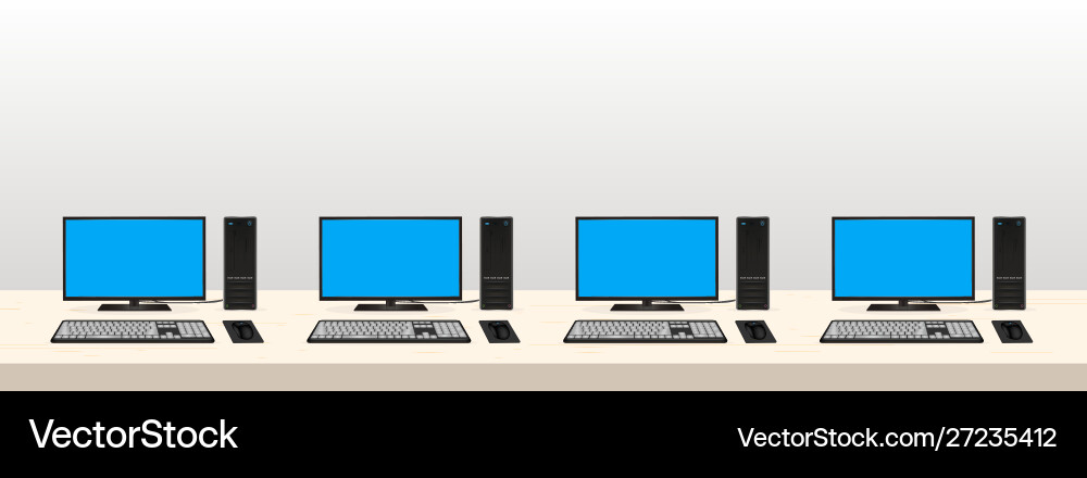 Desktop computer cafe set vector image